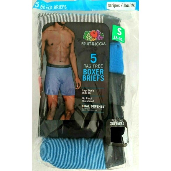 Fruit of the Loom  Men's S (28-30)  5-pk Dual Defense Tagless Boxer Briefs - NWT - Picture 1 of 2